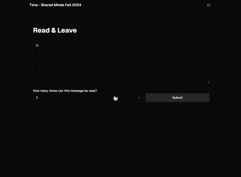 Selecting a finite read limit (Unlimited or 1–5 reads) before submitting a note